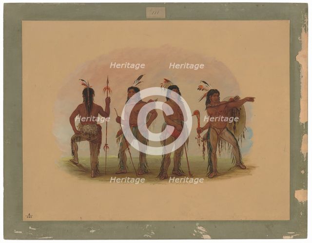 Four Navaho Warriors, 1861/1869. Creator: George Catlin.