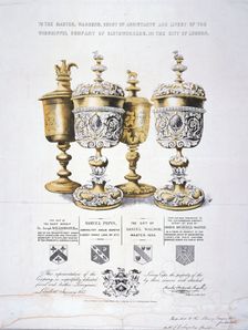 Four ornate cups belonging to the Clothworkers Company, 1857. Artist: Sanderson & Co