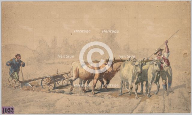 Four Oxen Pulling a Plough, 1853. Creator: Constant Troyon (French, 1810-1865).