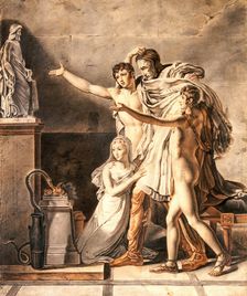 Four people praying to Aesculapius, late 18th-early 19th century? Creator: Circle of Pierre-Narcisse Guérin