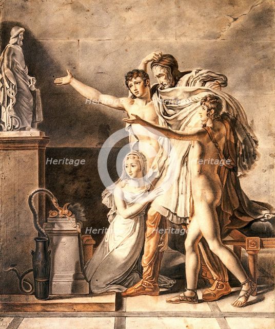 Four people praying to Aesculapius, late 18th-early 19th century? Creator: Circle of Pierre-Narcisse Guérin.