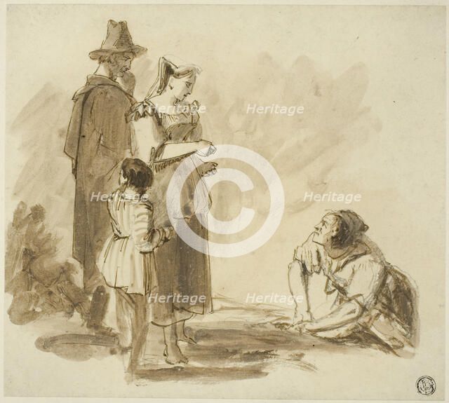 Four Peasants, n.d. Creator: Augustus Wall Callcott.