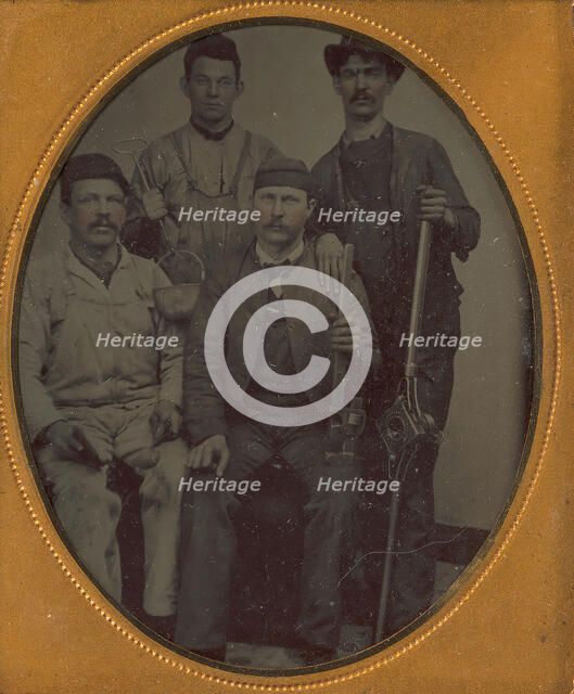 Four Pipe Fitters with Tools, late 1850s-70s. Creator: Unknown.
