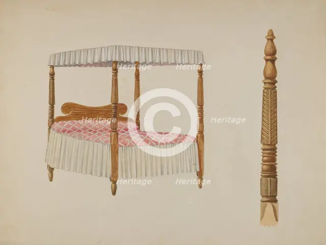 Four Post Bed, c. 1940. Creator: David S De Vault.
