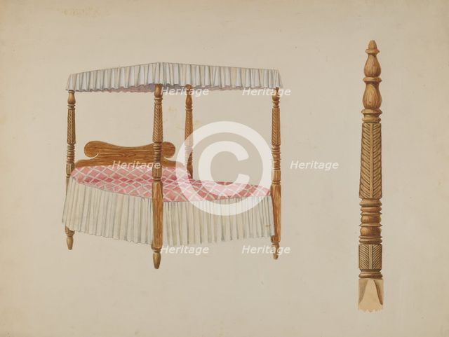 Four Post Bed, c. 1940. Creator: David S De Vault.