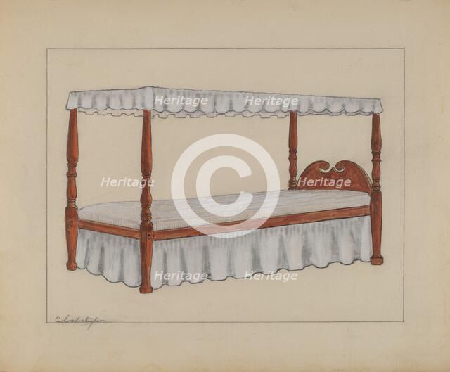 Four Poster Bed, c. 1937. Creator: Columbus Simpson.
