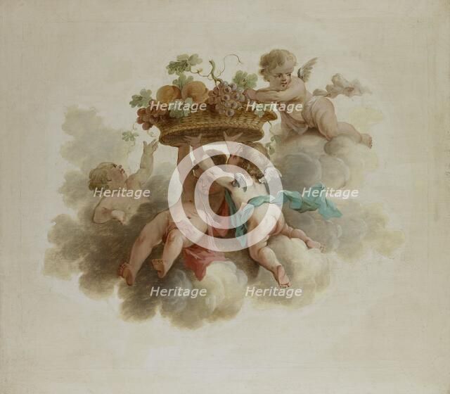 Four Putti Carrying a Fruit Basket, c.1725-c.1774. Creator: Anon.