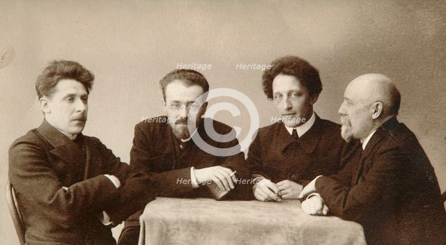 Four Russian poets, early 20th century.  Artist: Dmitri Spiridonovich Zdobnov
