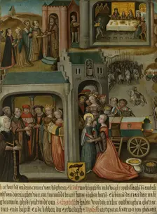 Four scenes from the legend of St Elizabeth of Hungary, c.1500. Creator: Anon