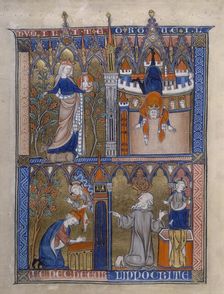 Four scenes from "La Somme le Roy", c1290-c1299. Creator: Unknown