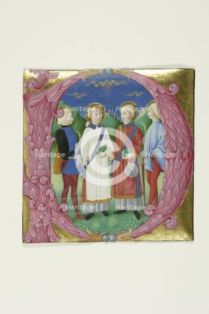 Four Saints in a Historiated Initial "P" from a Choirbook or Antiphonal, 1460/80. Creator: Bartolomeo Rigossi.