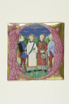 Four Saints in a Historiated Initial "P" from a Choirbook or Antiphonal, 1460/80. Creator: Bartolomeo Rigossi