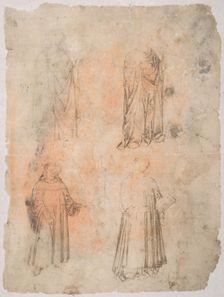 Four Saints (recto); Two Saints, Seated Madonna, and Kneeling Figure (verso), 14th century. Creator: Anon