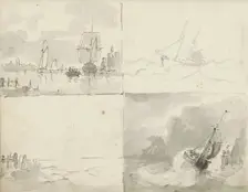 Four seascapes, c.1825-c.1875. Creator: Circle of Petrus Johannes Schotel