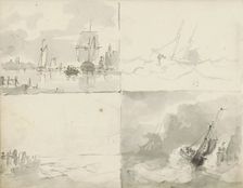 Four seascapes, c.1825-c.1875. Creator: Circle of Petrus Johannes Schotel