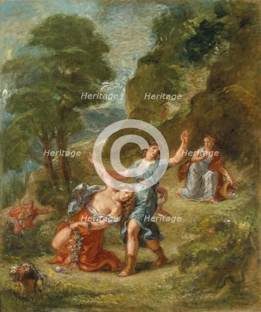 Four Seasons, The Spring: Eurydice Bitten by a Serpent while Picking Flowers..., 1856-1863. Creator: Delacroix, Eugène (1798-1863).