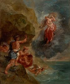 Four Seasons, Winter: Juno beseeches to destroy Aeneas Fleet, 1856-1863. Creator: Delacroix, Eugène (1798-1863)