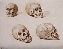 Four sketches of skulls, 1817. Creator: Unknown
