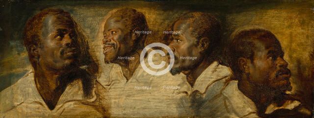 Four Studies of a Male Head, c1617-1620. Creator: Workshop of Peter Paul Rubens.