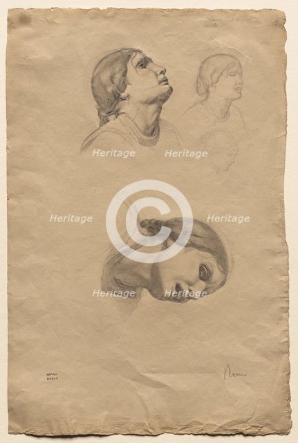 Four Studies of the Head of a Young Italian Woman, 1856. Creator: Edgar Degas (French, 1834-1917).