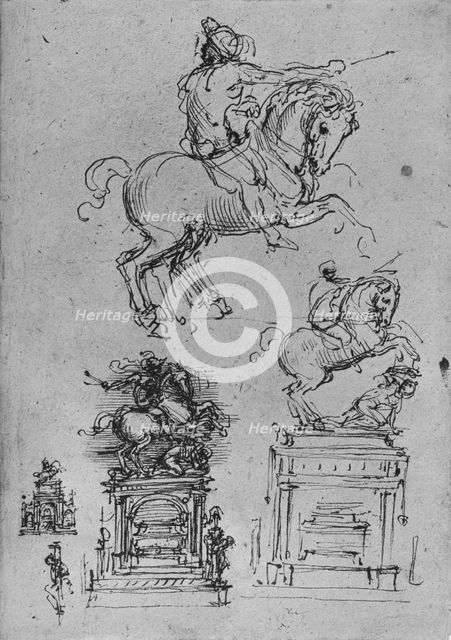 'Four Studies for an Equestrian Monument', c1480 (1945). Artist: Leonardo da Vinci.