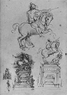 Four Studies for an Equestrian Monument c1480 (1945). Artist: Leonardo da Vinci