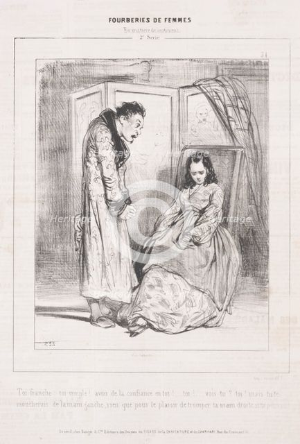 Fourberies de Femmes: En matière de sentiment, 1842. Creator: Paul Gavarni (French, 1804-1866).