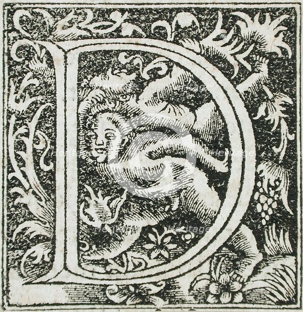 Fourteen Ornamental Letters (C, D, I, Q) (image 13 of 14), 16th century. Creator: Unknown.
