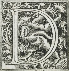 Fourteen Ornamental Letters (C, D, I, Q) (image 13 of 14), 16th century. Creator: Unknown