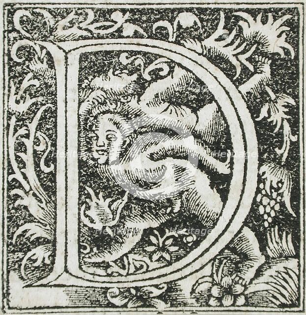 Fourteen Ornamental Letters (C, D, I, Q) (image 13 of 14), 16th century. Creator: Unknown.