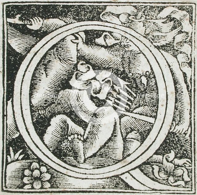 Fourteen Ornamental Letters (C, D, I, Q) (image 7 of 14), 16th century. Creator: Unknown.