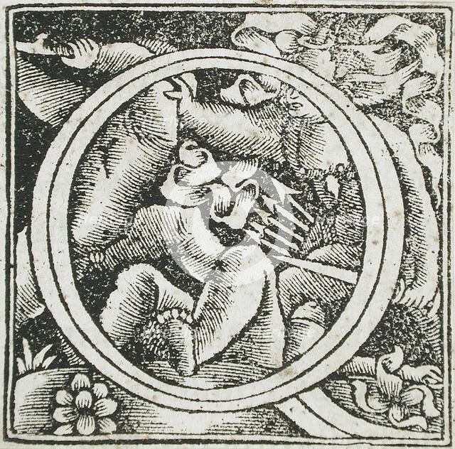 Fourteen Ornamental Letters (C, D, I, Q) (image 7 of 14), 16th century. Creator: Unknown.