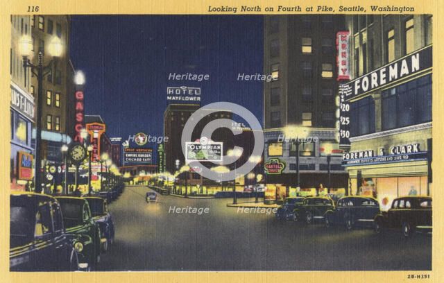 Fourth Avenue and Pike Street, Seattle, Washington, USA, 1942. Artist: Unknown