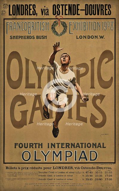 Fourth International Olympiad. London 1908, via Ostend or Dover!, 1908. Creator: Johnson, Alfred Edwin (1879-?).