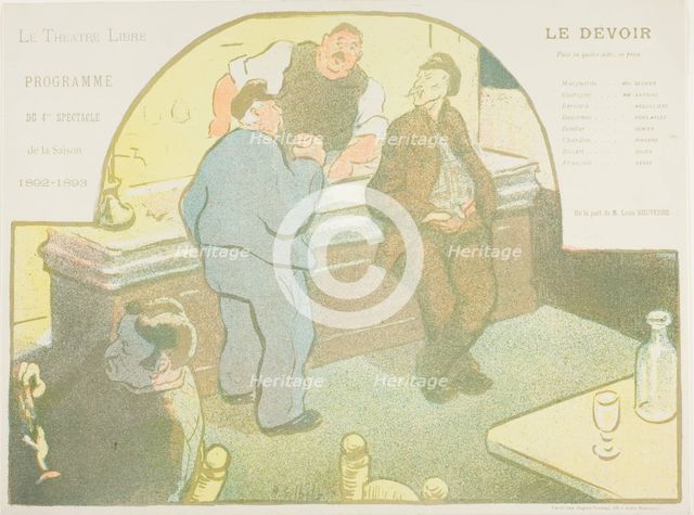 Fourth Performance: Le Devoir, for Le Théatre Libre, 1892–93. Creator: Henri-Gabriel Ibels.