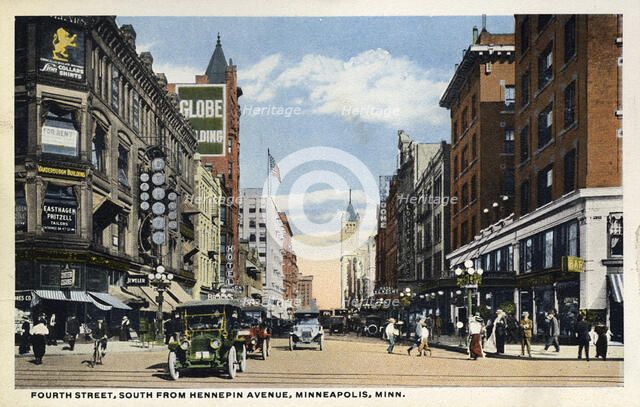 Fourth Street, Minneapolis, Minnesota, USA, 1915. Artist: Unknown