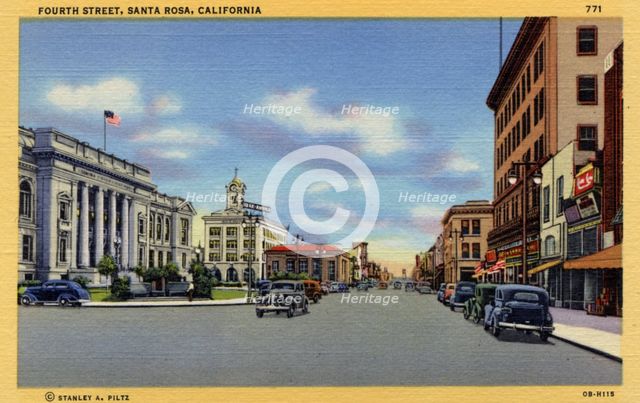 Fourth Street, Santa Rosa, California, USA, 1940. Artist: Unknown