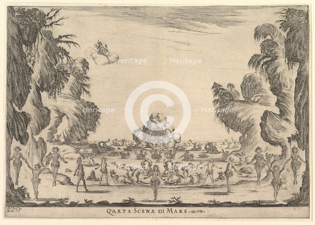 Fourth scene, the sea, from 'The marriage of the gods' (Le nozze degli Dei), 1637. Creator: Stefano della Bella.