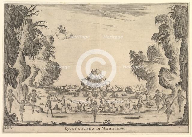 Fourth scene, the sea, from 'The marriage of the gods' (Le nozze degli Dei), 1637. Creator: Stefano della Bella.