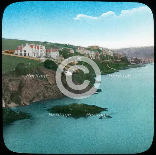 Fowey from the castle, Cornwall, late 19th or early 20th century. Artist: Church Army Lantern Department