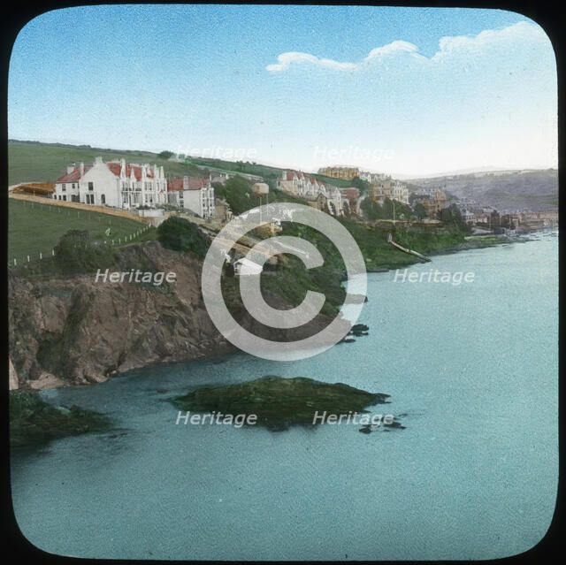 Fowey from the castle, Cornwall, late 19th or early 20th century. Artist: Church Army Lantern Department