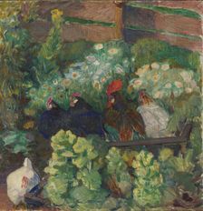 Fowls in Autumn Sun, 1906. Creator: Bernhard Folkestad