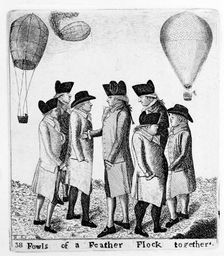 Fowls of a Feather Flock together'; a group of aeronauts, c1785