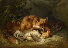 Fox Attacking a Cock, 1855. Creator: Benno Adam
