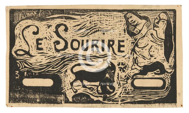 Fox, Busts of Two Women, and a Rabbit, headpiece for Le sourire, 1899/1900. Creator: Paul Gauguin.