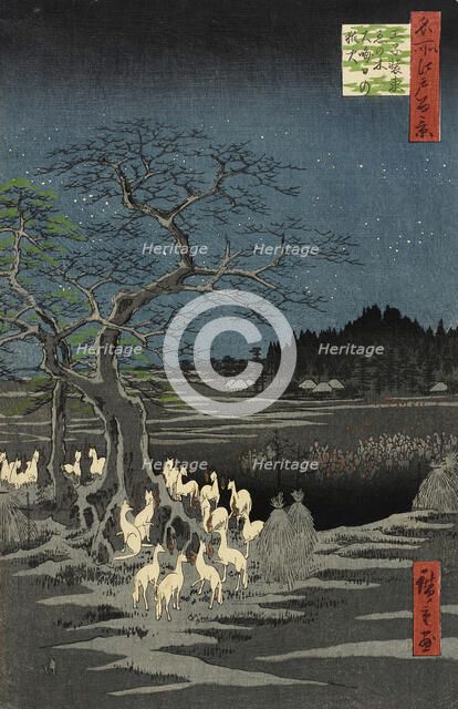 Fox Fire on New Year's Eve at the Changing Tree at Oji, 1857. Creator: Ando Hiroshige.