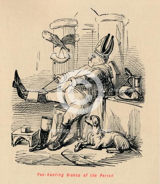 'Fox hunting Bishop of the Period', c1860, (c1860). Artist: John Leech.