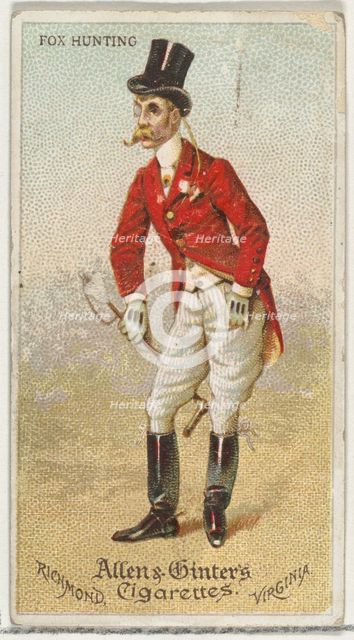 Fox Hunting, from World's Dudes series (N31) for Allen & Ginter Cigarettes, 1888. Creator: Allen & Ginter.