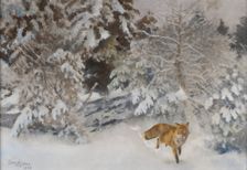 Fox in Winter Landscape, 1938. Creator: Bruno Liljefors