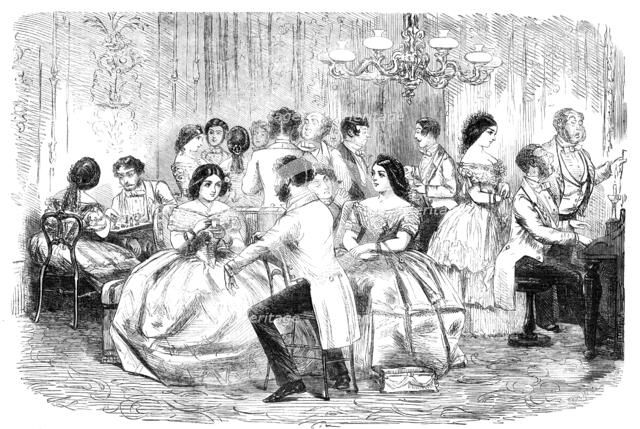 Foxhunters Regaling in the Present "Degenerate" Days - drawn by John Leech, 1856.  Creator: Joseph Swain.